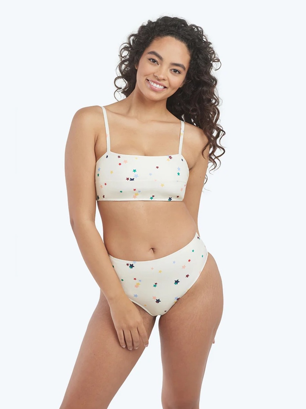 Summersalt Star Print Bikini Set Size 4 Bandeau Top High Waisted Bottoms (1301)